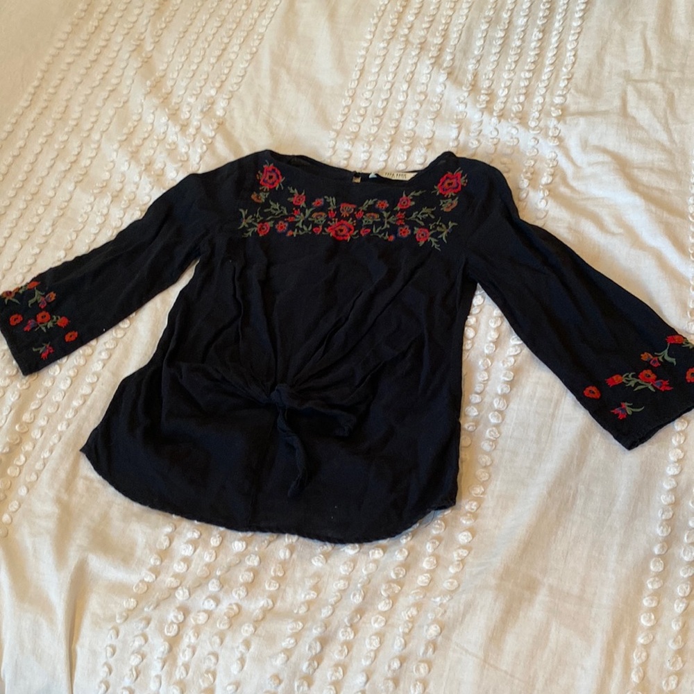 Zara Basic Collection Embroidered Blouse - image 1